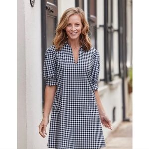 NWOT Jude Connally Emerson Dress Lightweight Jude Cloth Gingham Black XL